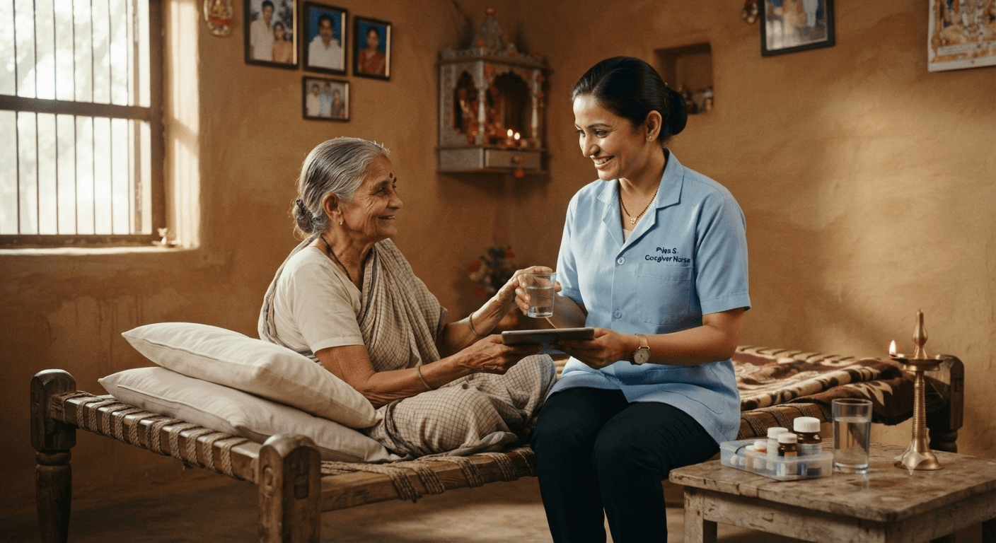 Experienced Indian caregiver supporting new mother